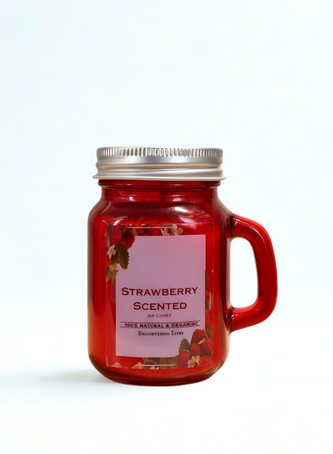 Feelings شمعة معطرة برائحة الفراولة في جرة زجاجية - هدية للعلاج العطري بمناسبة عيد الحب والاسترخاء - Image 1